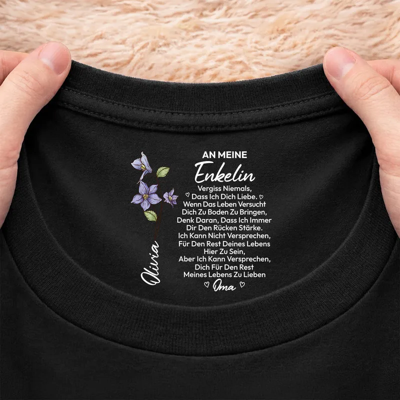 Vergiss Niemals Dass Ich Dich Liebe - Personalisiertes Geschenk | Schwarzes T Shirt Nackenlabel Drucken Sohn Tochter Männer Frauen