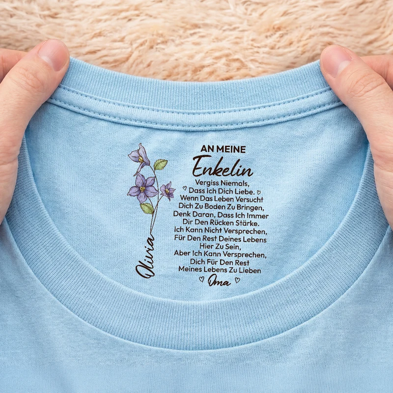 Vergiss Niemals Dass Ich Dich Liebe - Personalisiertes Geschenk | Weißes T Shirt Nackenlabel Drucken Sohn Tochter Männer Frauen