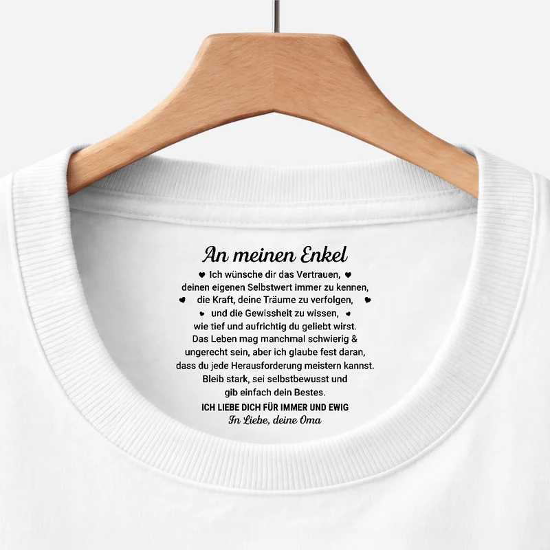 Ich Liebe Dich Für Immer Und Ewig - Personalisiertes Geschenk | Weißes T Shirt Nackenlabel Drucken Sohn Tochter