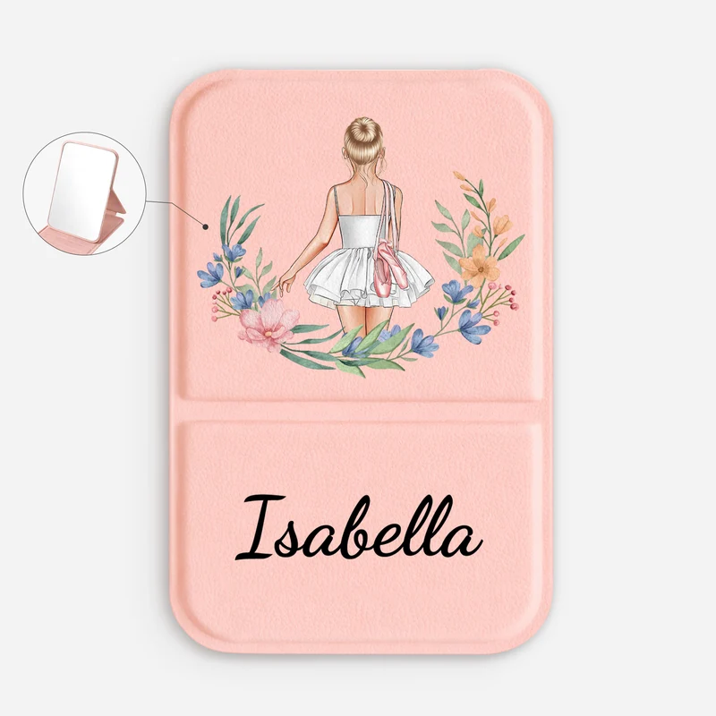 Ballett Mädchen - Personalisiertes Geschenk | Taschenspiegel Kinder Frauen Blumen