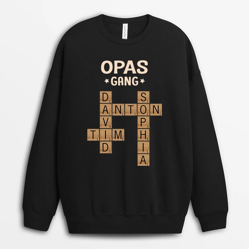 Opas/Omas Gang - Personalisierte Kreuzworträtsel Geschenke | Sweatshirts Oma/Opa Holz