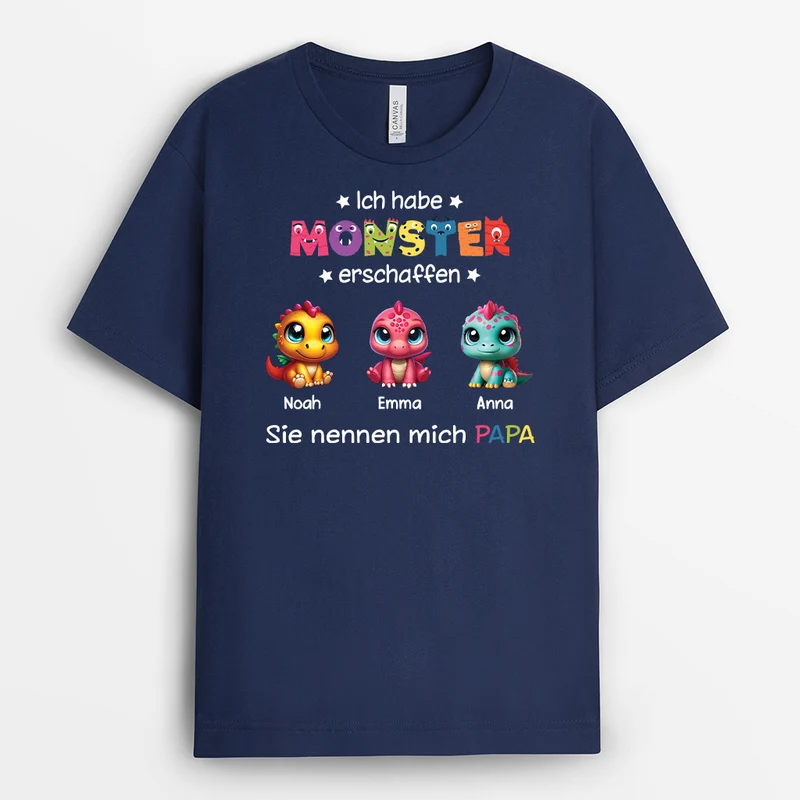 Ich Habe Monster Erschaffen Sie Nennen Mich Opa/Papa Dinosaurier - Personalisiertes Geschenk | T-shirt für Opas/Papas