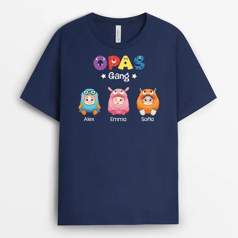 Papas/Opas Bande Monster - Personalisiertes Geschenk | T-shirt für Opas/Papas