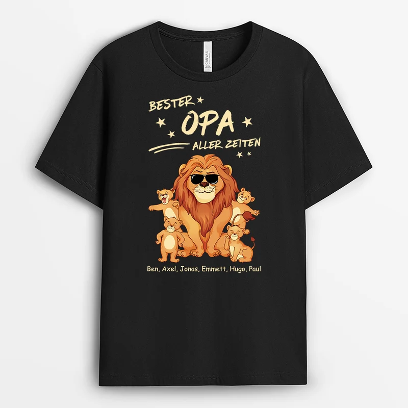Bester Löwen Papa Aller Zeiten - Personalisiertes Geschenk | T-shirt für Opas/Papas