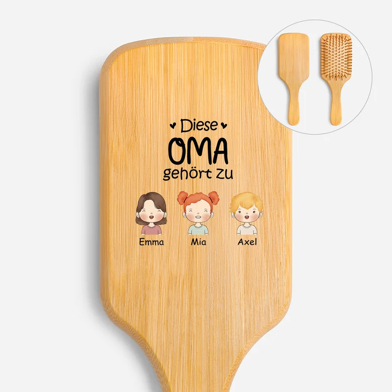 Diese Mama Gehört Zu - Personalisiertes Geschenk | UV Druck Bambus Haarbürste Mama & Oma