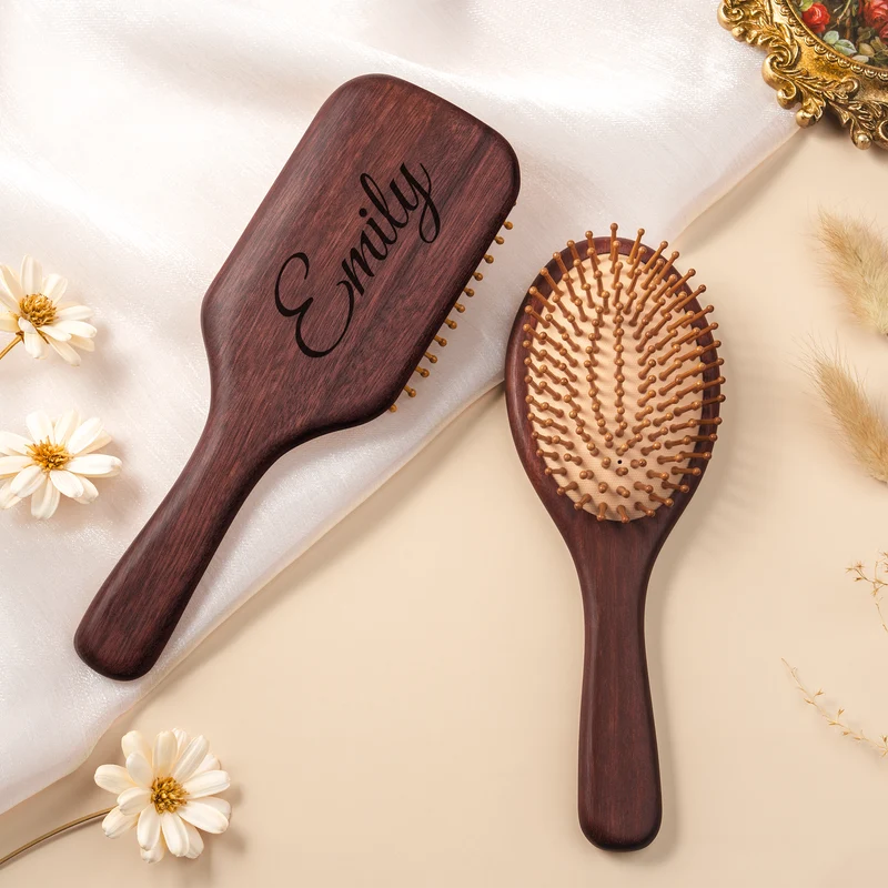 Name - Personalisierte Geschenke Für Frauen | Sandelholz Haarbürste Mit Gravur