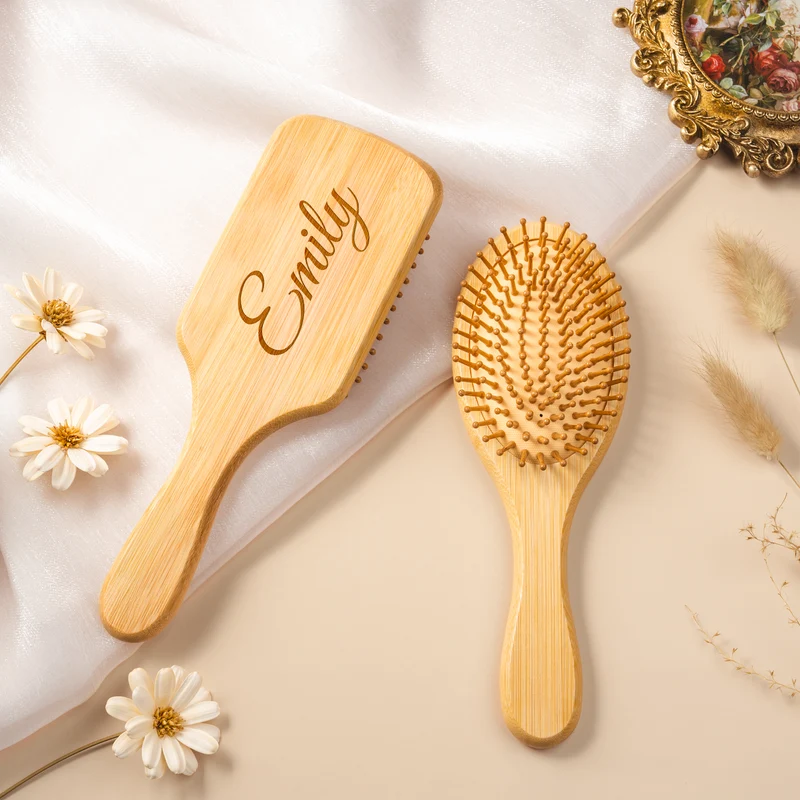 Name - Personalisierte Geschenke Für Frauen | Bambus Haarbürste Mit Gravur