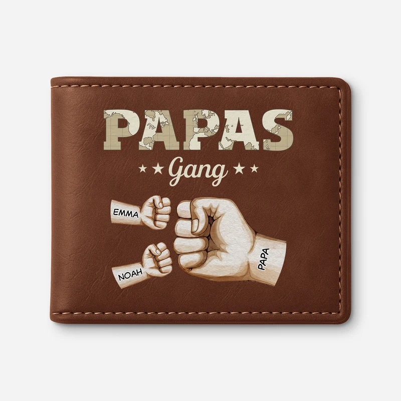 Papas Gang Mit Fäusten Weltkarte - Personalisierte Geschenke Herren | Portemonnaie