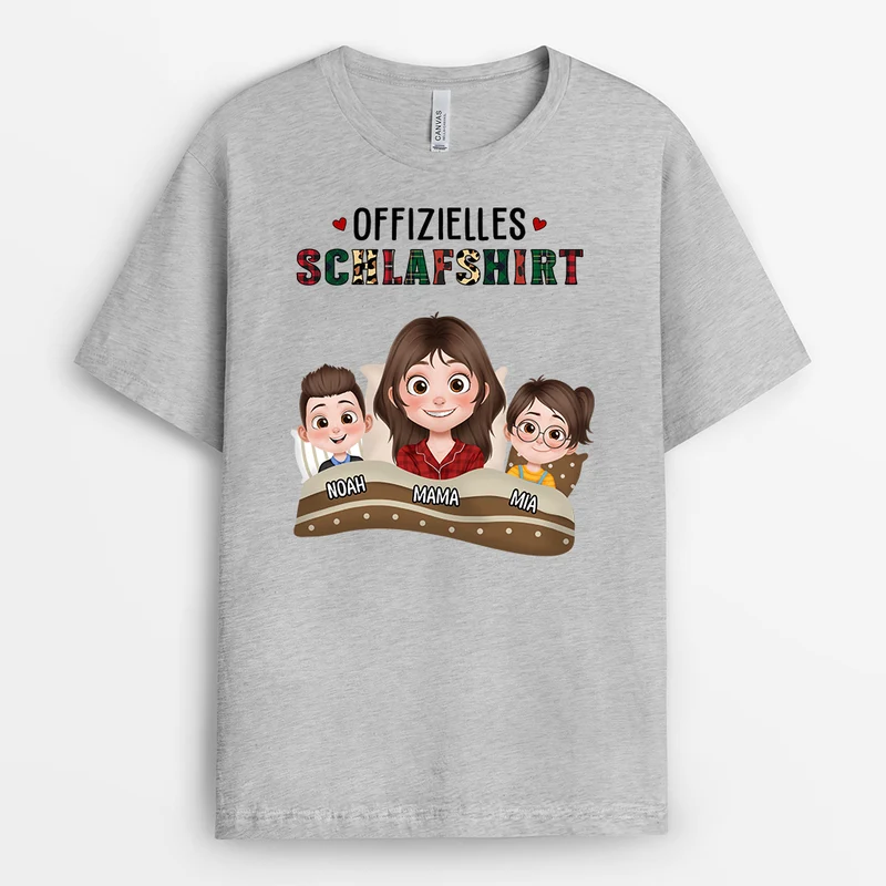 Offizielles Schlafshirt Mama Und Kinder - Personalisiertes Geschenk | Mama T-Shirt