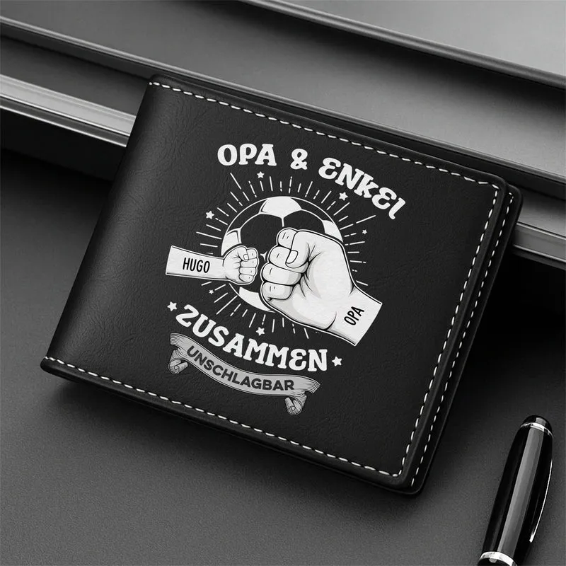 Papa & Sohn Gemeinsam Unbesiegbar Fußball - Personalisierte Geschenke Herren | Portemonnaie