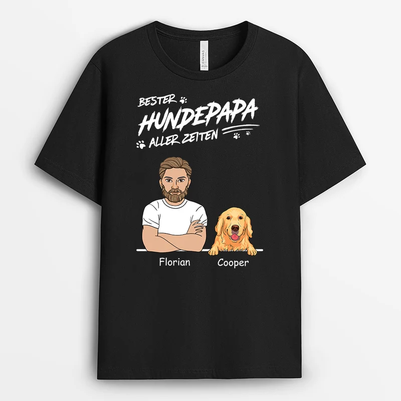 Bester Hundepapa Aller Zeiten - Personalisiertes Geschenk | Cooles T shirt Hund