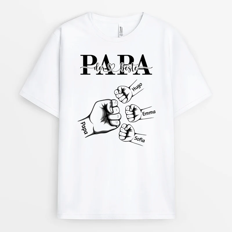 Bester Papa Aller Zeiten Faust - Personalisiertes Geschenk | T Shirt Papa