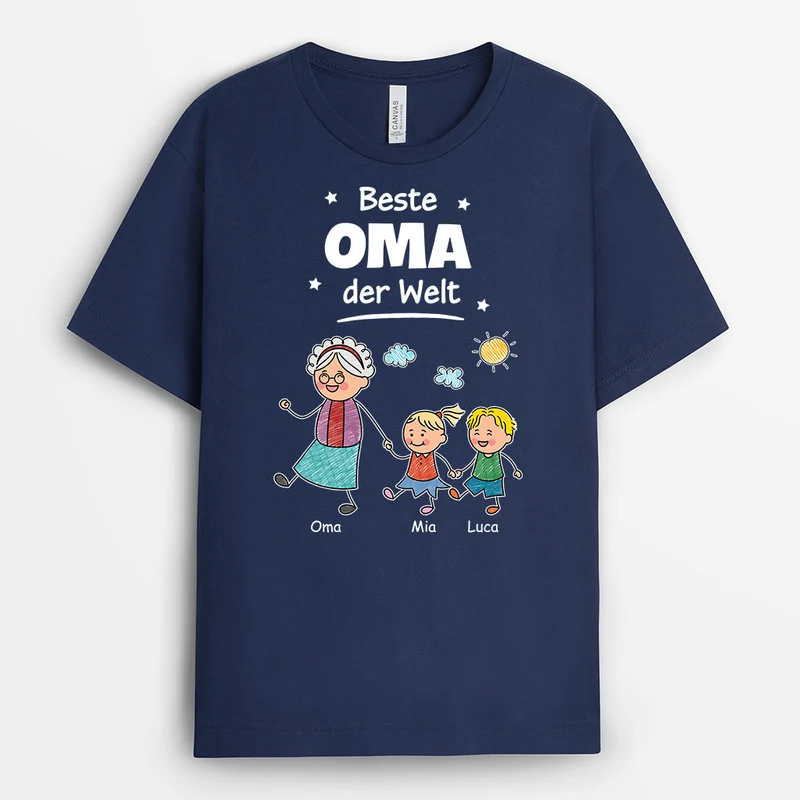 Bester Papa Der Welt Strichmännchen - Personalisiertes Geschenk | Schwarzes T Shirt Papa