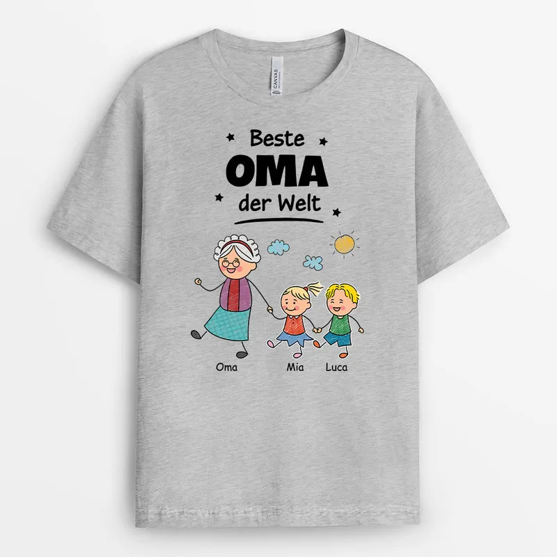 Bester Papa Der Welt Strichmännchen - Personalisiertes Geschenk | Weißes T Shirt Papa