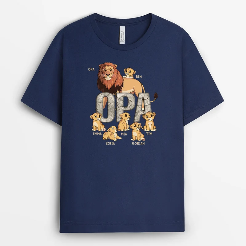 Papa & Kinder Löwe - Personalisiertes Geschenk | Cooles T Shirt Papa