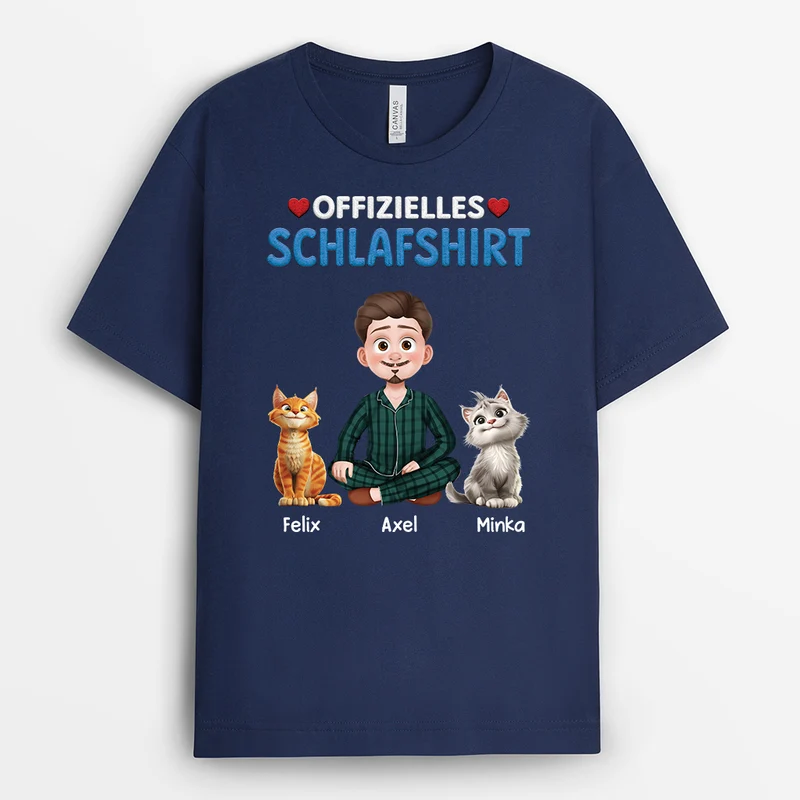 Offizielles Schlafshirt Katze - Personalisierte Geschenke Katze | T Shirt Herzen