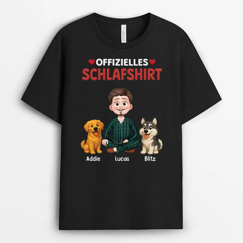 Offizielles Schlafshirt Hund - Personalisiertes Hunde Geschenk | T Shirt Herzen