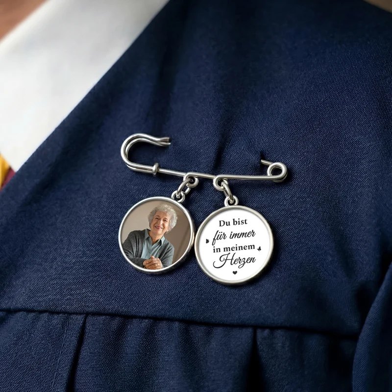 Ich Gehe Heute Und Jeden Tag An Deiner Seite - Personalisierte Geschenke Abschluss | Anstecknadel Charms Mit Foto