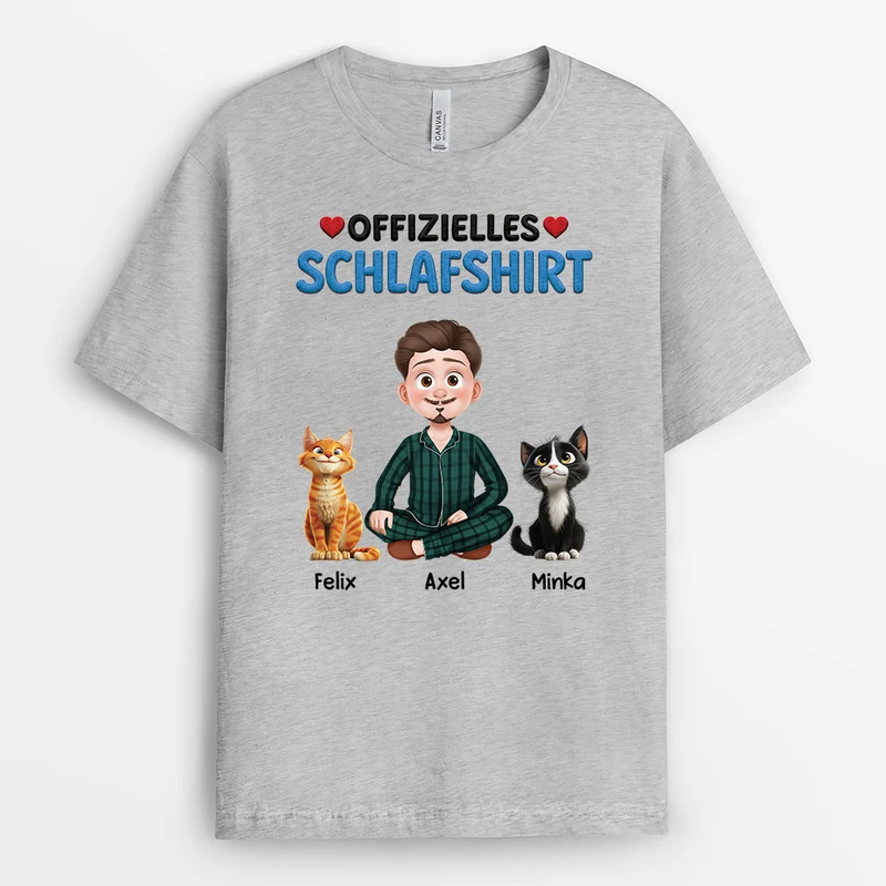 Offizielles Schlafshirt Katze - Personalisierte Geschenke Katze | T Shirt Cartoon