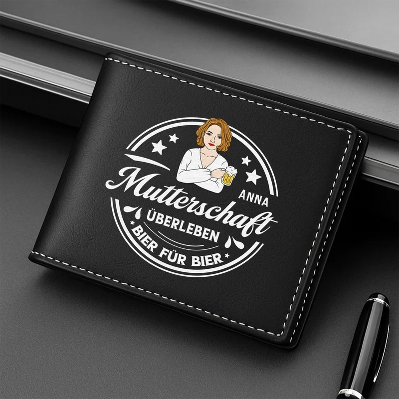 Vaterschaft Überleben Bier Für Bier - Personalisierte Geschenke Herren | Portemonnaie Papa/Opa