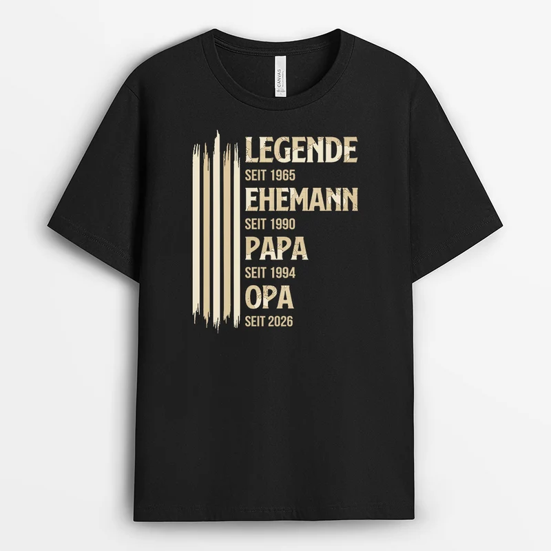Legende Ehemann Papa Opa Streifen Weltkarte - Personalisiertes Geschenk | T-Shirt Opa