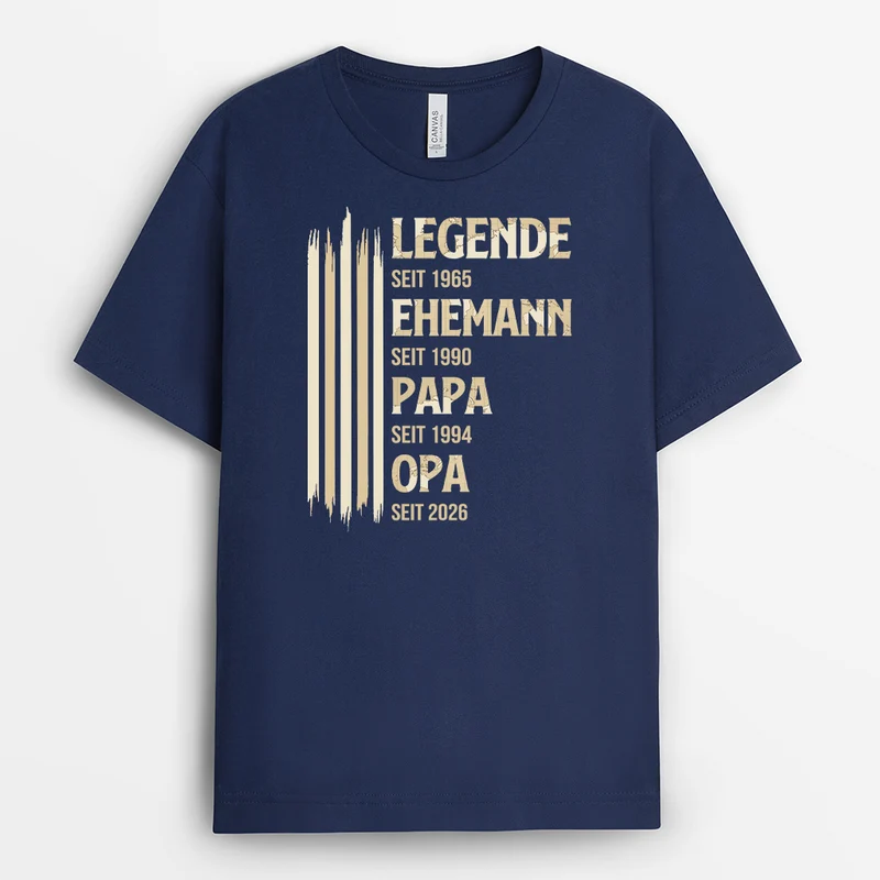 Legende Ehemann Papa Opa Streifen Weltkarte - Personalisiertes Geschenk | T-Shirt Opa