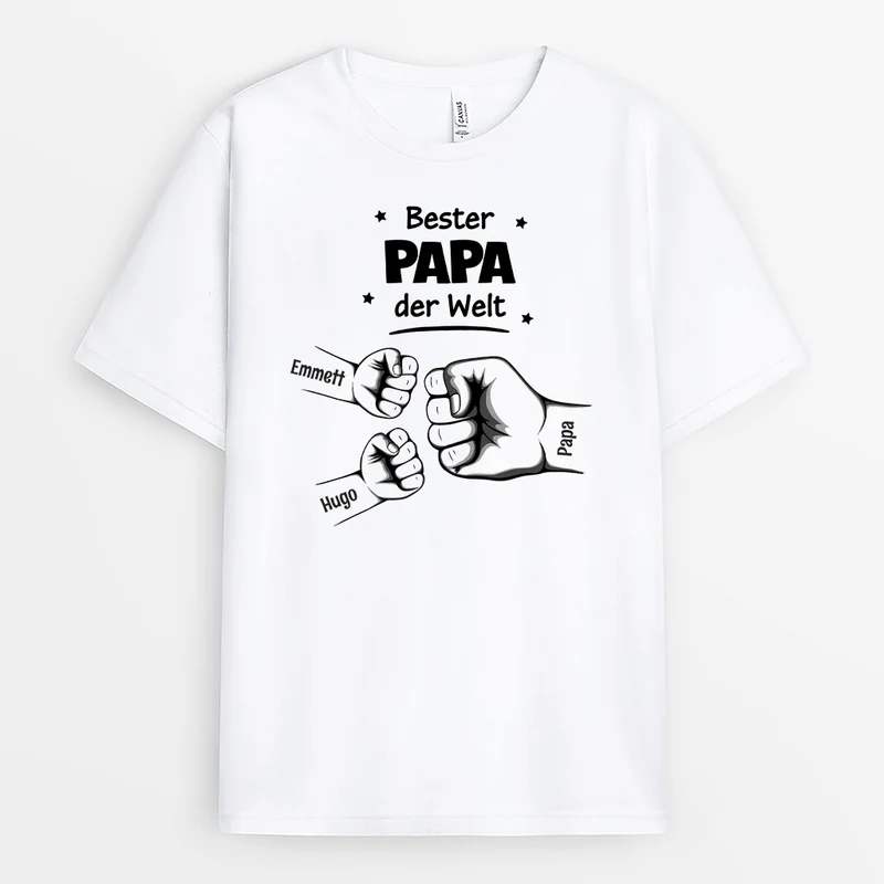 Bester Papa Der Welt - Personalisiertes Geschenk | T Shirt Papa im Basic Stil