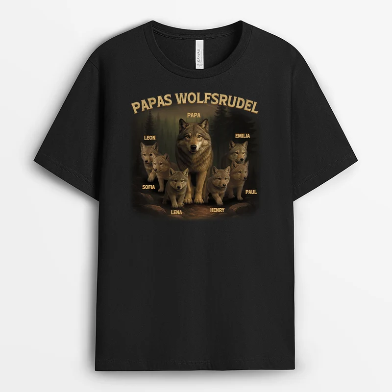 Papas Wolfsrudel - Personalisiertes Geschenk | Cooles T Shirt Papa