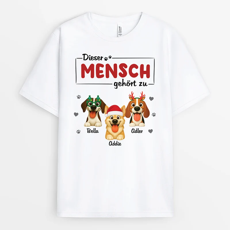 Dieser Mensch Gehört Zu - Personalisierte Geschenke Für Hundebesitzer | T Shirt Weihnachten