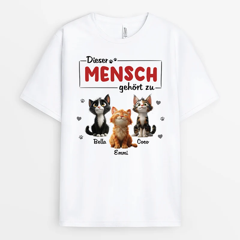Dieser Mensch Gehört Zu - Personalisierte Geschenke Katze | T-Shirt Weihnachten