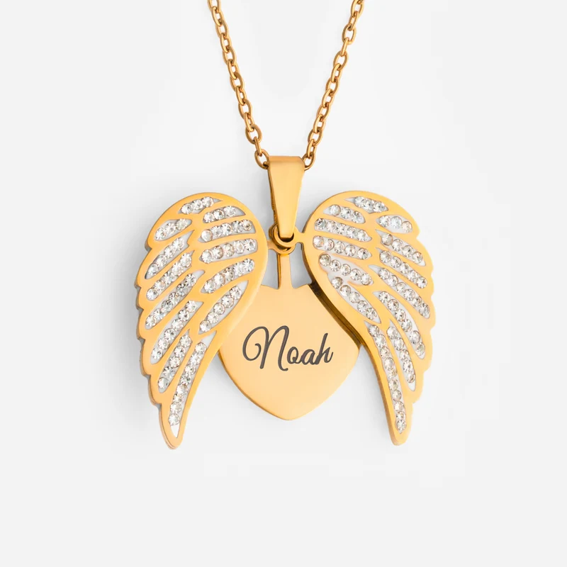 Herz & Engelsflügel - Personalisierte Geschenke Foto | Kette Name