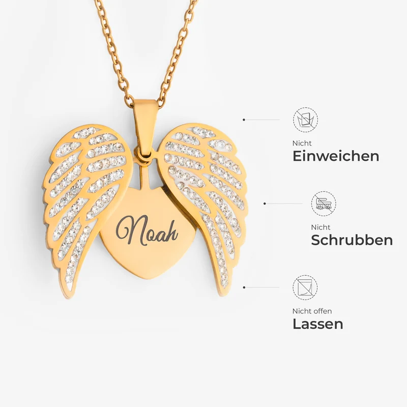 Herz & Engelsflügel - Personalisierte Geschenke Foto | Kette Name