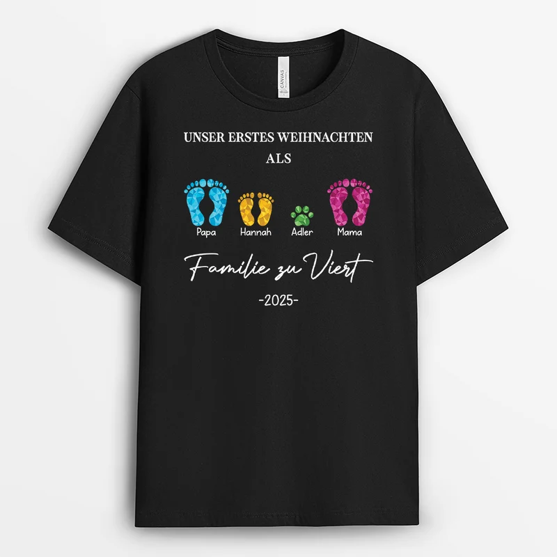 Unser Erstes Weihnachten Fußabdruck - Personalisierte Geschenke Familie | T Shirt