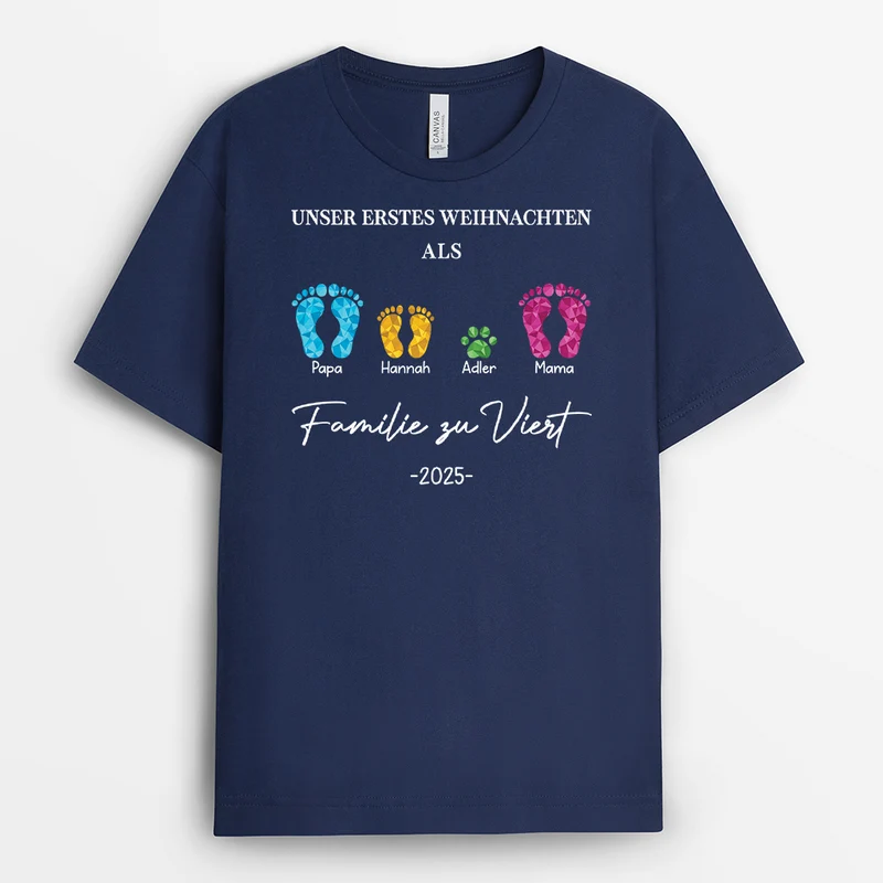 Unser Erstes Weihnachten Fußabdruck - Personalisierte Geschenke Familie | T Shirt