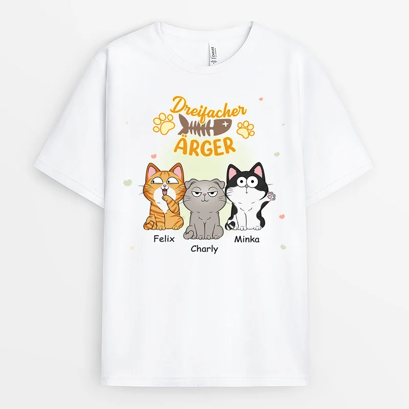 Dreifacher Ärger - Personalisierte Geschenke Katze | T-Shirt