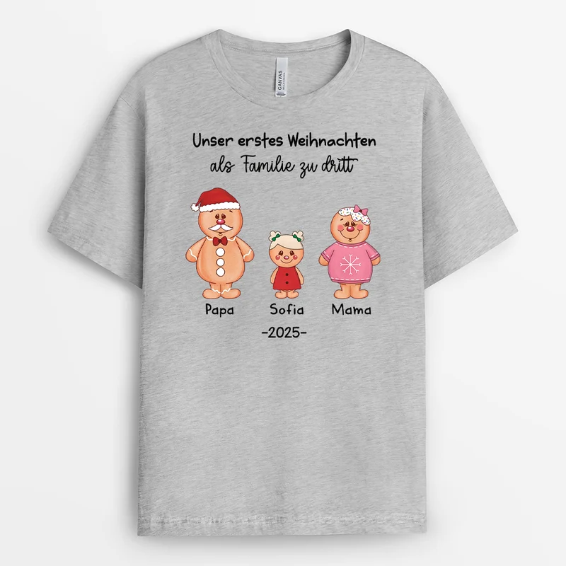 Unser Erstes Weihnachten Lebkuchenmann - Personalisierte Geschenke Familie | T Shirt