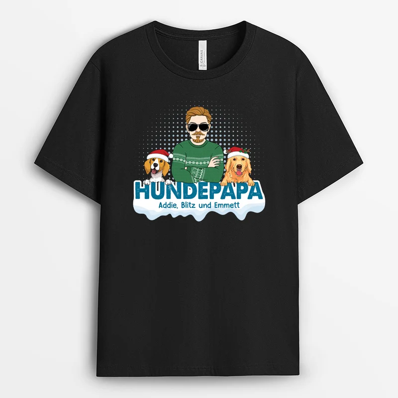 Hundemama Hundepapa Mit Schneeflocken - Personalisiertes Geschenk | T-shirt für Hundeliebhaber
