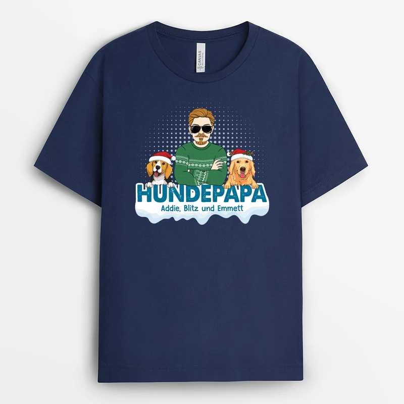 Hundemama Hundepapa Mit Schneeflocken - Personalisiertes Geschenk | T-shirt für Hundeliebhaber