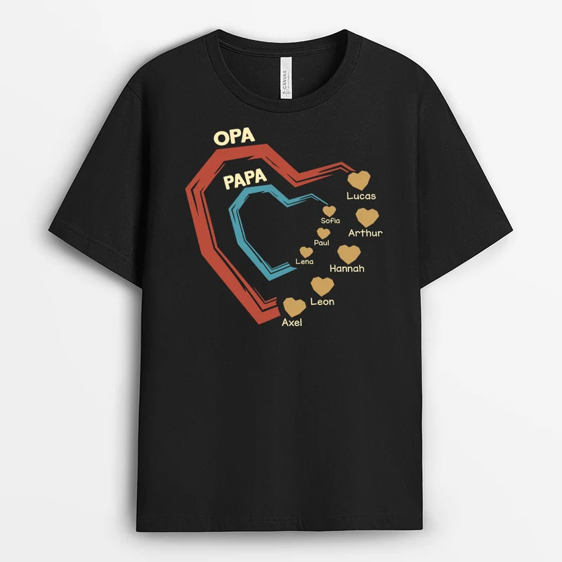 Herzen Papa Opa - Personalisiertes Geschenk | T-Shirt Männer