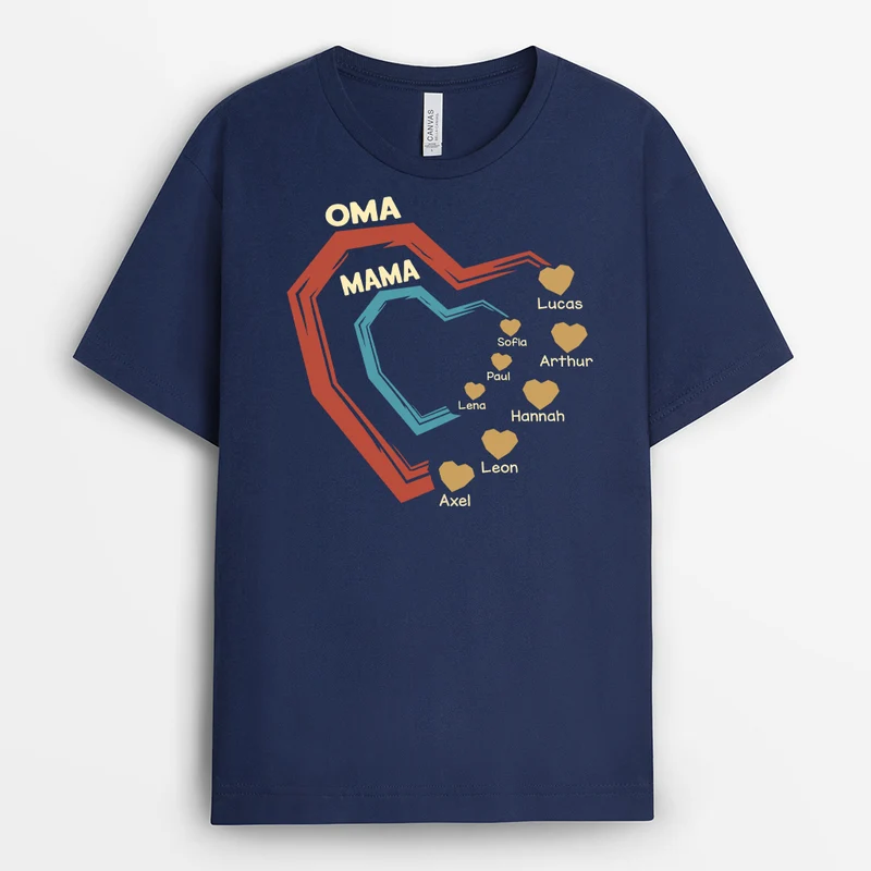Herzen Papa Opa - Personalisiertes Geschenk | T-Shirt Männer