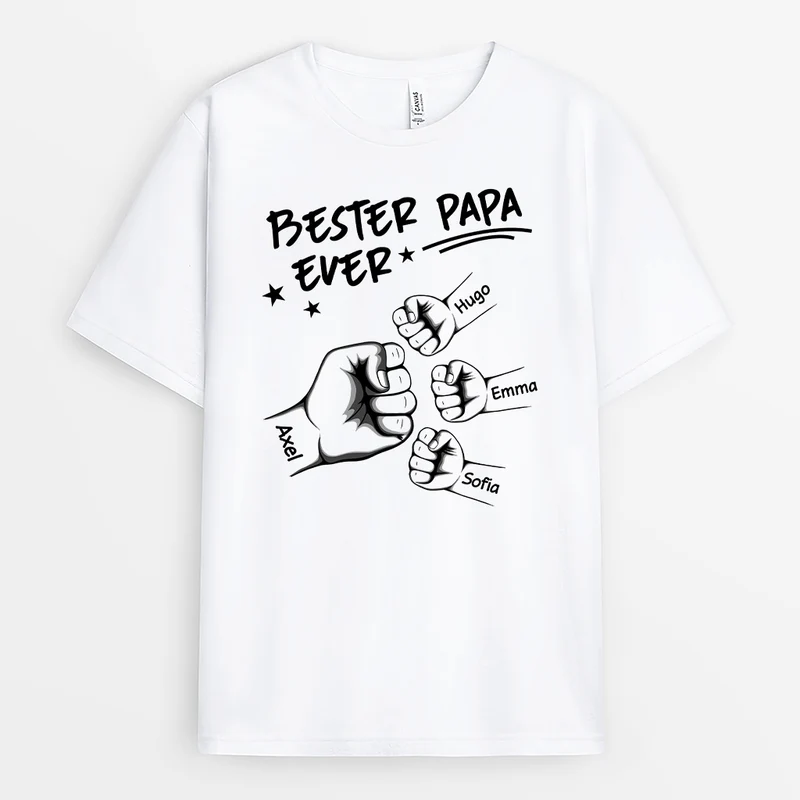 Bester Papa Aller Zeiten Mit Faust - Personalisiertes Geschenk | T Shirt Papa