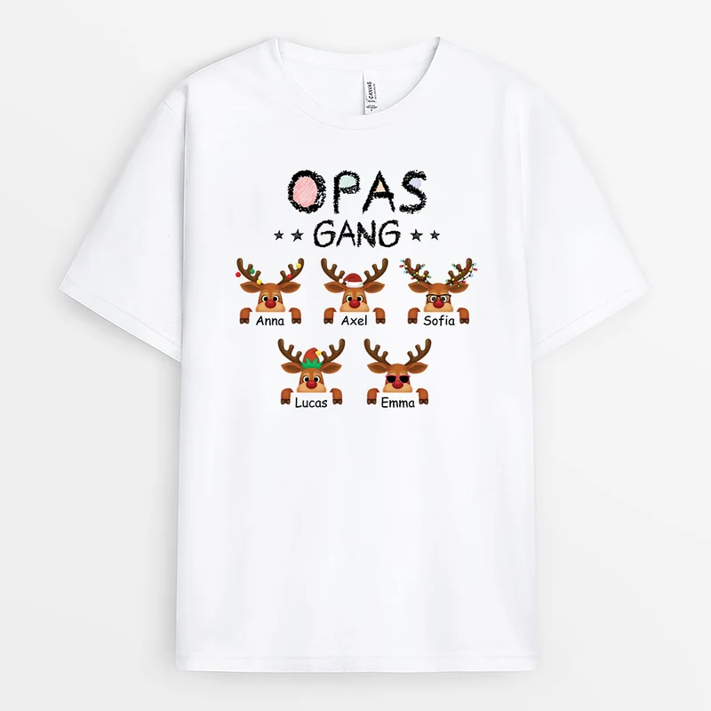 Opas Gang Rentier Bunstifte - Personalisierte Weihnachtsgeschenke | Opa & Oma T Shirt