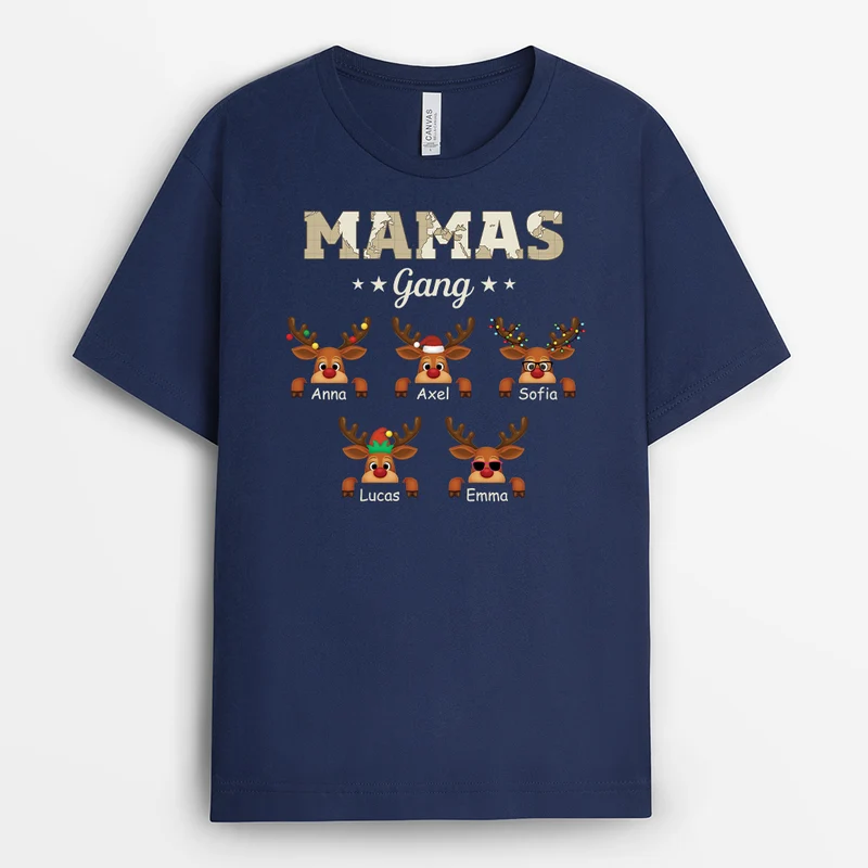 Papas Gang Rentier Weltkarte - Personalisierte Weihnachtsgeschenke | Papa & Mama T Shirt
