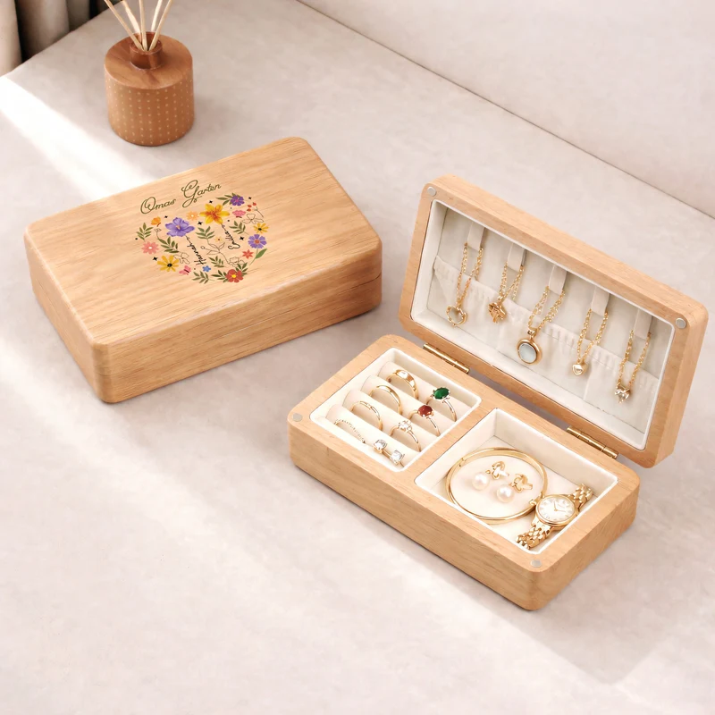 Mamas Garten Herz - Personalisiertes Geschenk | Schmuckkästchen Holz Oma/Mama