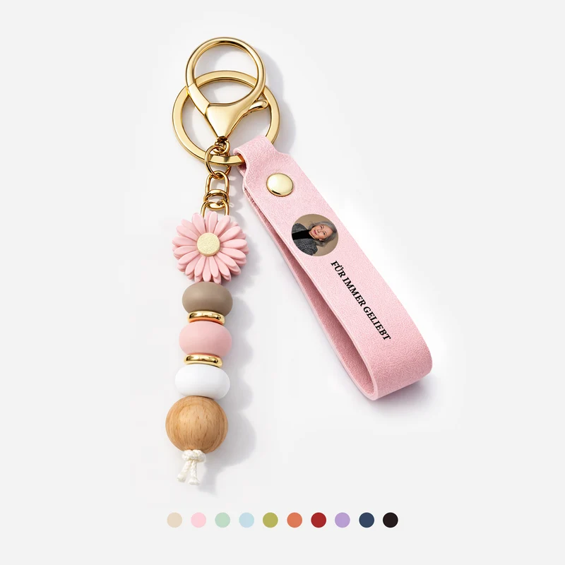 Für Immer Geliebt Für Immer Vermisst - Personalisierte Trauergeschenke | UV Druck Daisy Schlüsselanhänger Perlen Opa/Oma Mit Foto