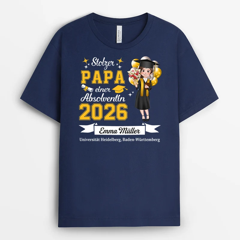 Stolze Mama Eines Absolventen - Personalisierte Geschenke Abschluss | T Shirts Damen Männer Schwarz