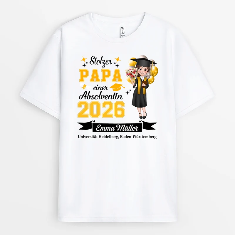 Stolze Mama Eines Absolventen - Personalisierte Geschenke Abschluss | T Shirts Damen Männer Weiß