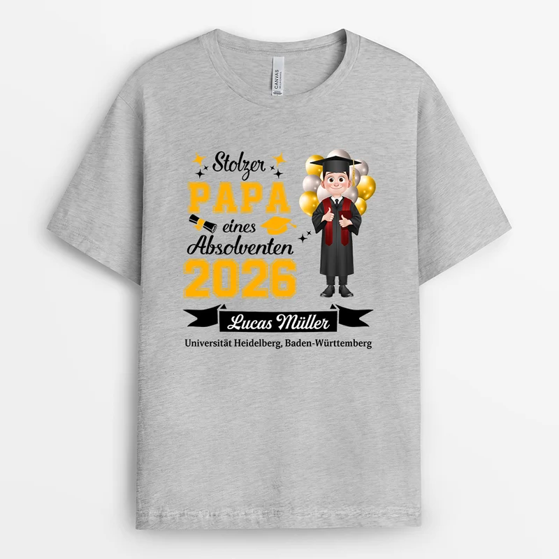 Stolze Mama Eines Absolventen - Personalisierte Geschenke Abschluss | T Shirts Damen Männer Weiß
