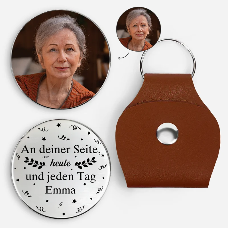 An Deiner Seite Heute Und Jeden Tag - Personalisierte Trauergeschenke | Pocket Hug Schlüsselanhänger Foto Papa Mama