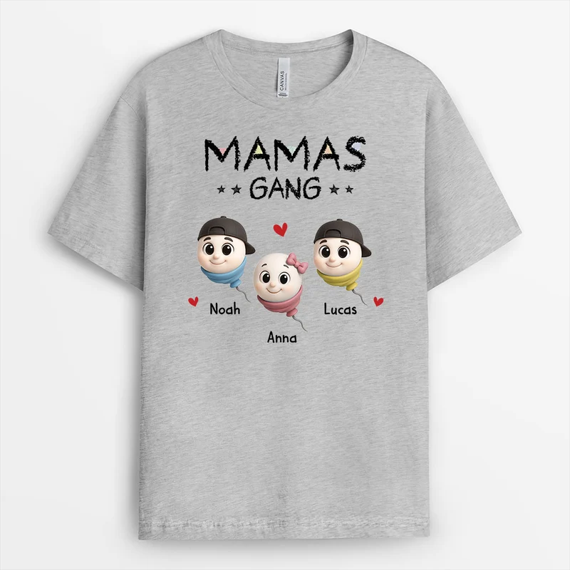 Papas Gang - Personalisiertes Geschenk | Mama Papa Shirt Weiß Sperma Bunstifte